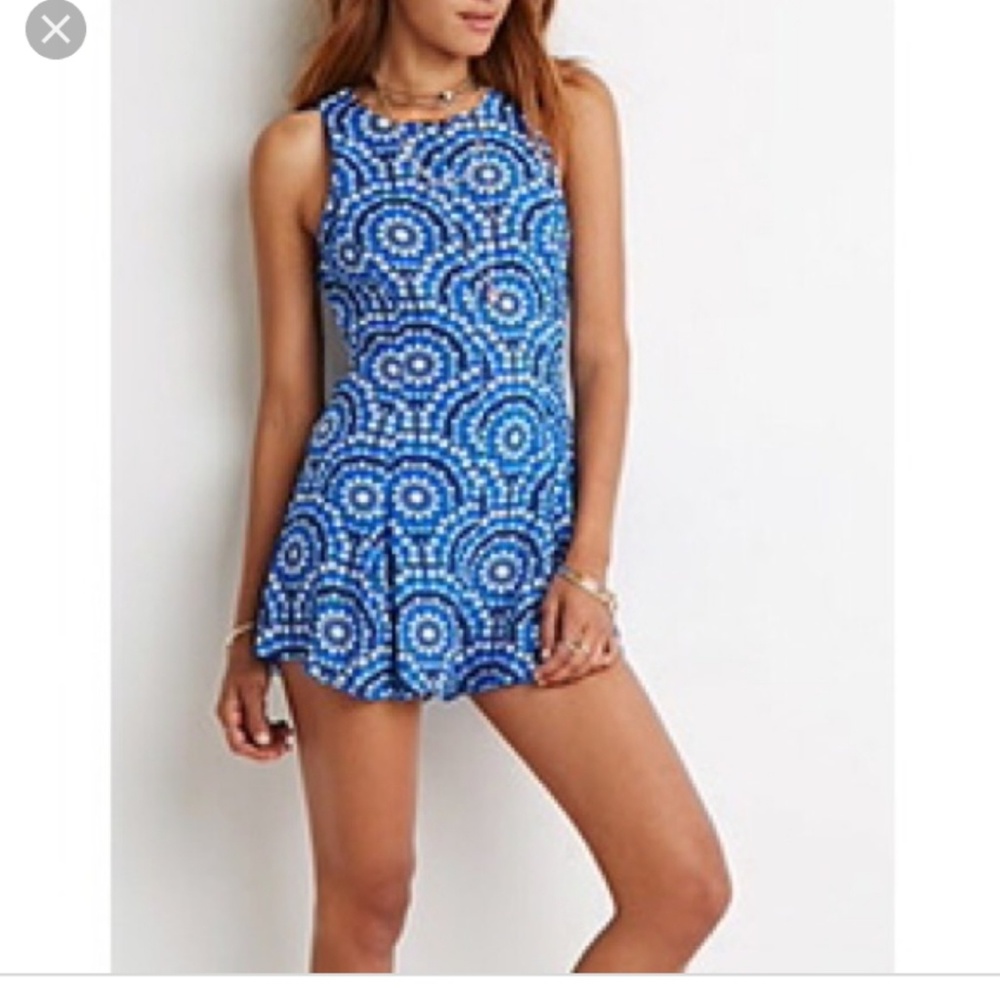 Forever 21 blue pattern Romper